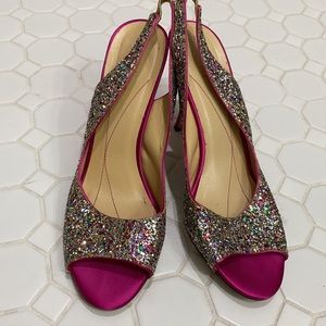 Kate Spade Pink Glitter Slingback Pumps Size 10